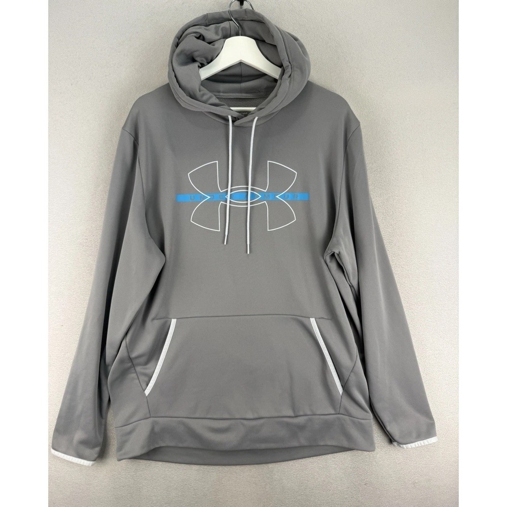 Under Armour Men's Sz XL Loose Fleece Pullover Spell Out Logo Symbol Hoodie